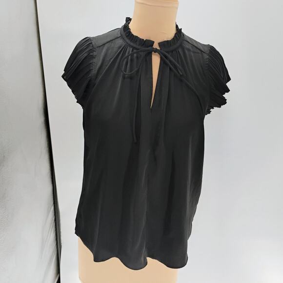 PHILOSOPHY Black V-Neck Ruffle Sleeve Tank Top Women's Size S - Picture 10 of 13